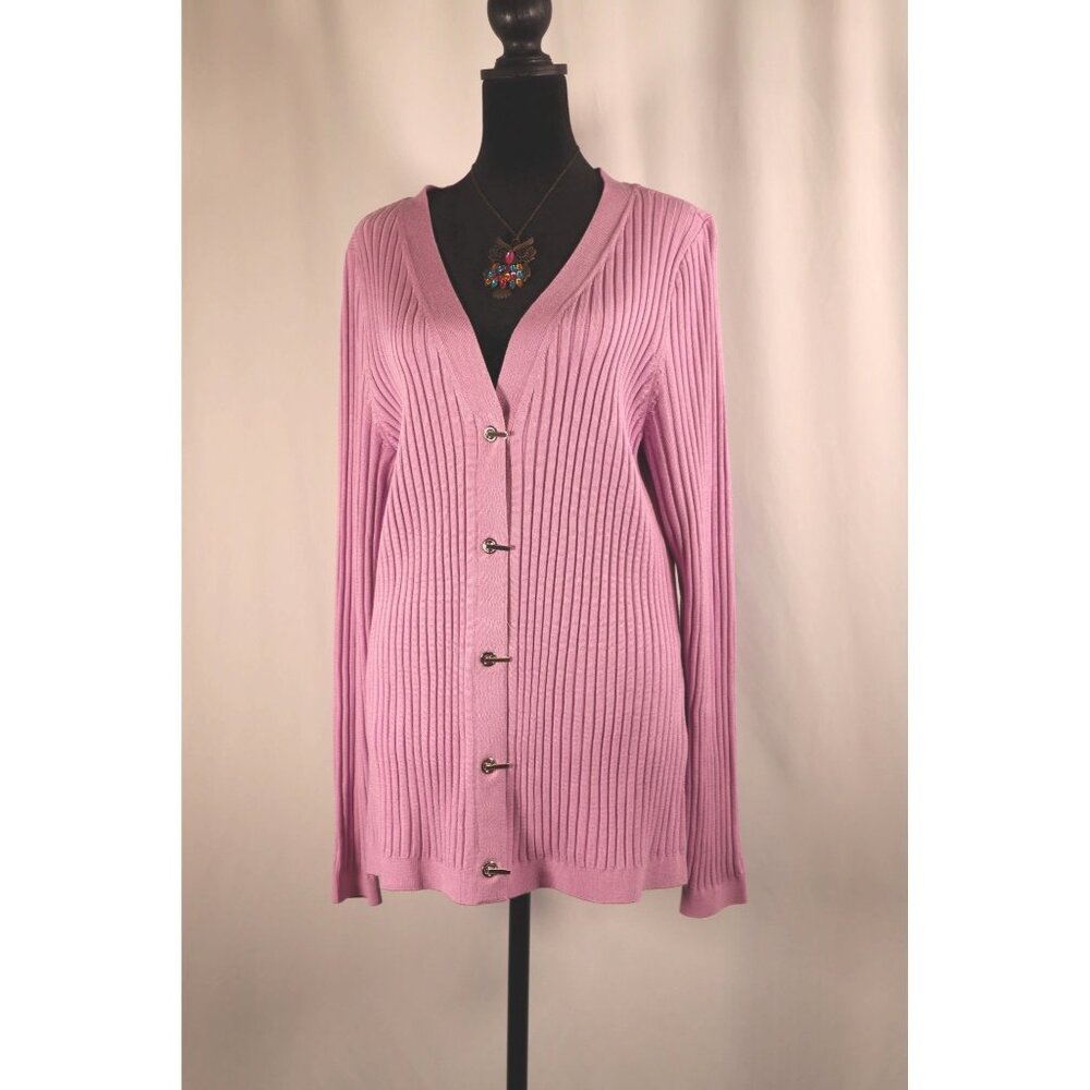 White Black House Market by Ribbed Metal Toggle Sweater Cardigan‎ Purple Size XL